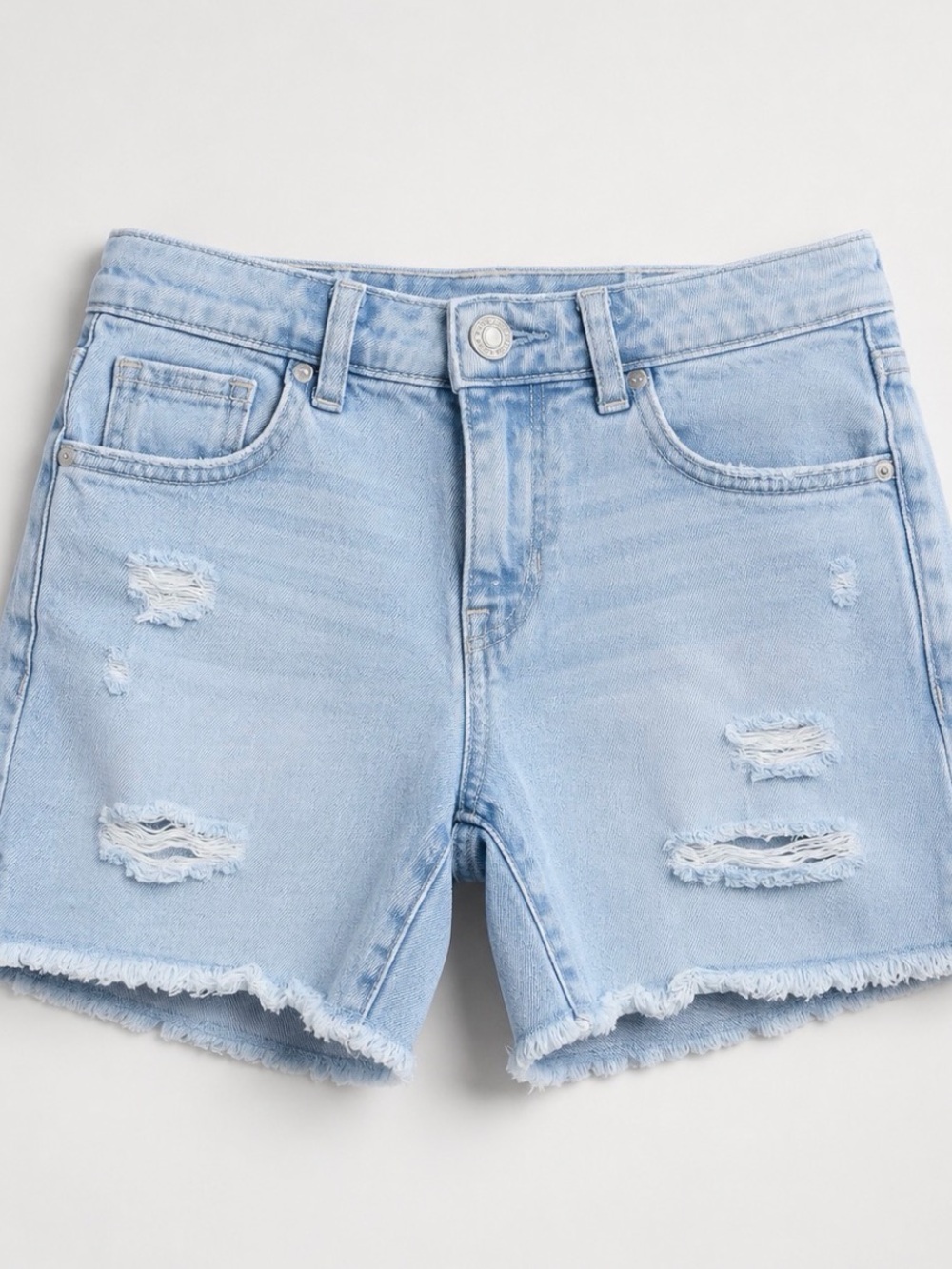 GAP Kids MIDI Light Blue Ripped Denim Kids Shorts 7